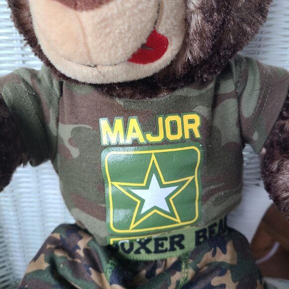 Vintage Army "Major Cutie" Teddy Bear Brown Plush Stuffed Animal W/ Camo Outfit - Picture 4 of 10